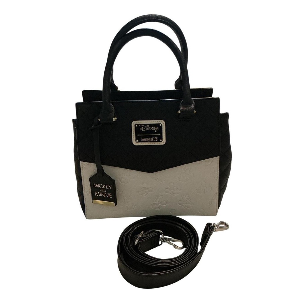 Loungefly Disney Mickey Minnie Satchel Bag Womens Medium Black White Excellent